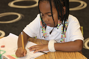 Girl doing classwork